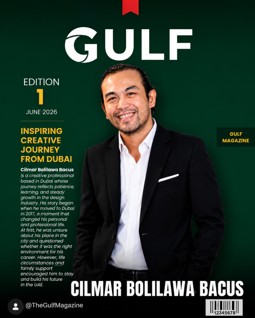 Cilmar Bacus featured in Gulf Magazine about his creative journey in Dubai
