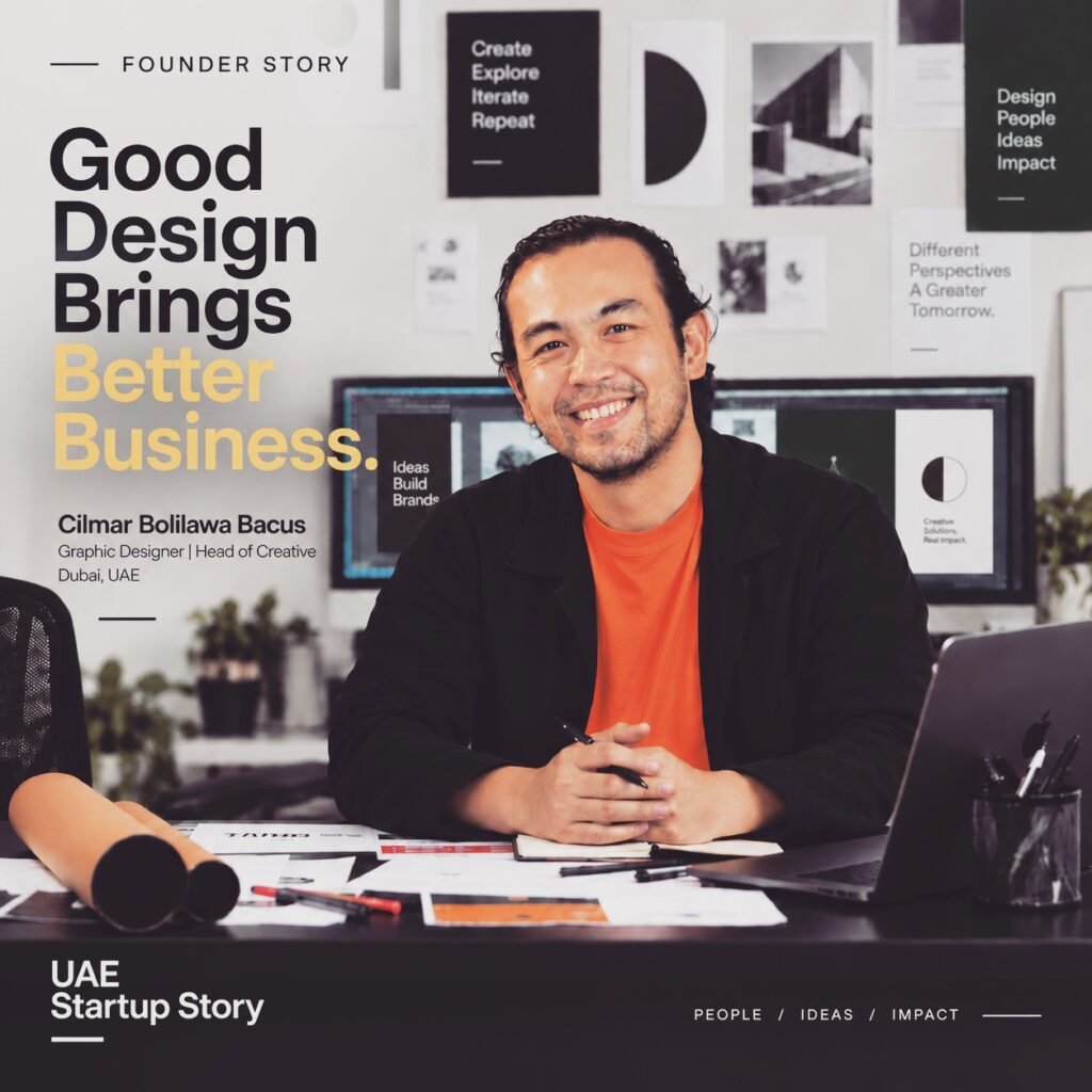 Cilmar Bacus featured in UAE Startup Story about his journey from computer programming to graphic design in Dubai