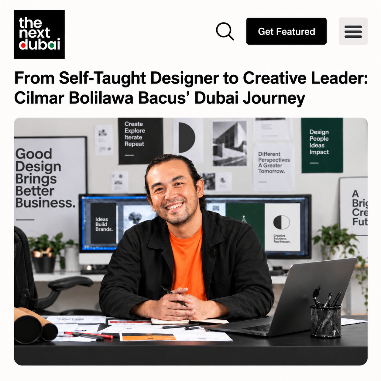 The Next Dubai feature on Cilmar Bacus, Filipino Graphic Designer in Dubai